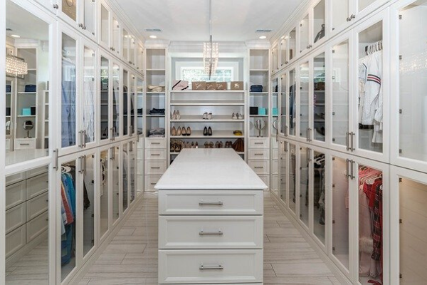 Long, white dresser